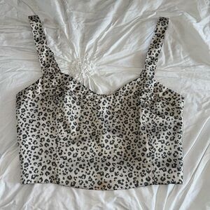 Abercrombie & Fitch Satin Cheetah Print Cropped Tank